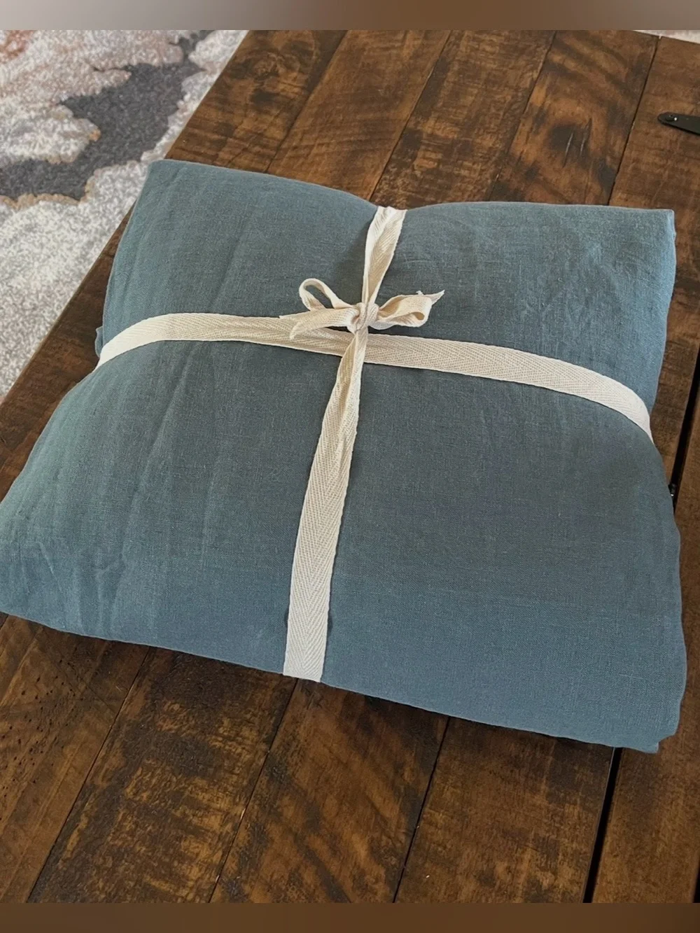 Quince Ocean Linen Duvet Cover